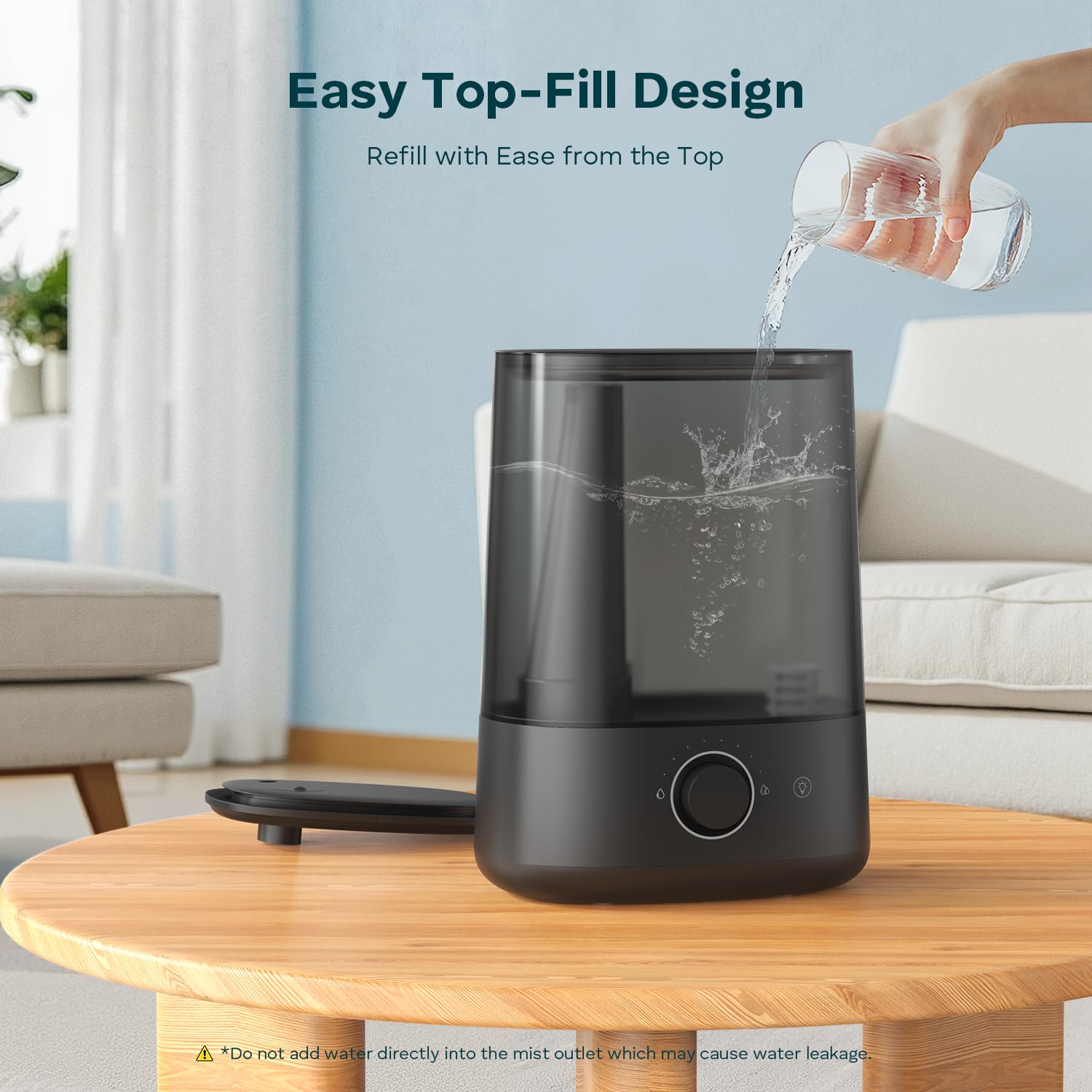 BREEZOME quiet humidifier operates at 28dB for nurseries or bedrooms.