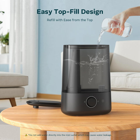 BREEZOME quiet humidifier operates at 28dB for nurseries or bedrooms.