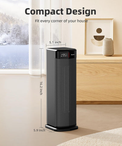 BREEZOME space heater has a portable handle for easy moving.