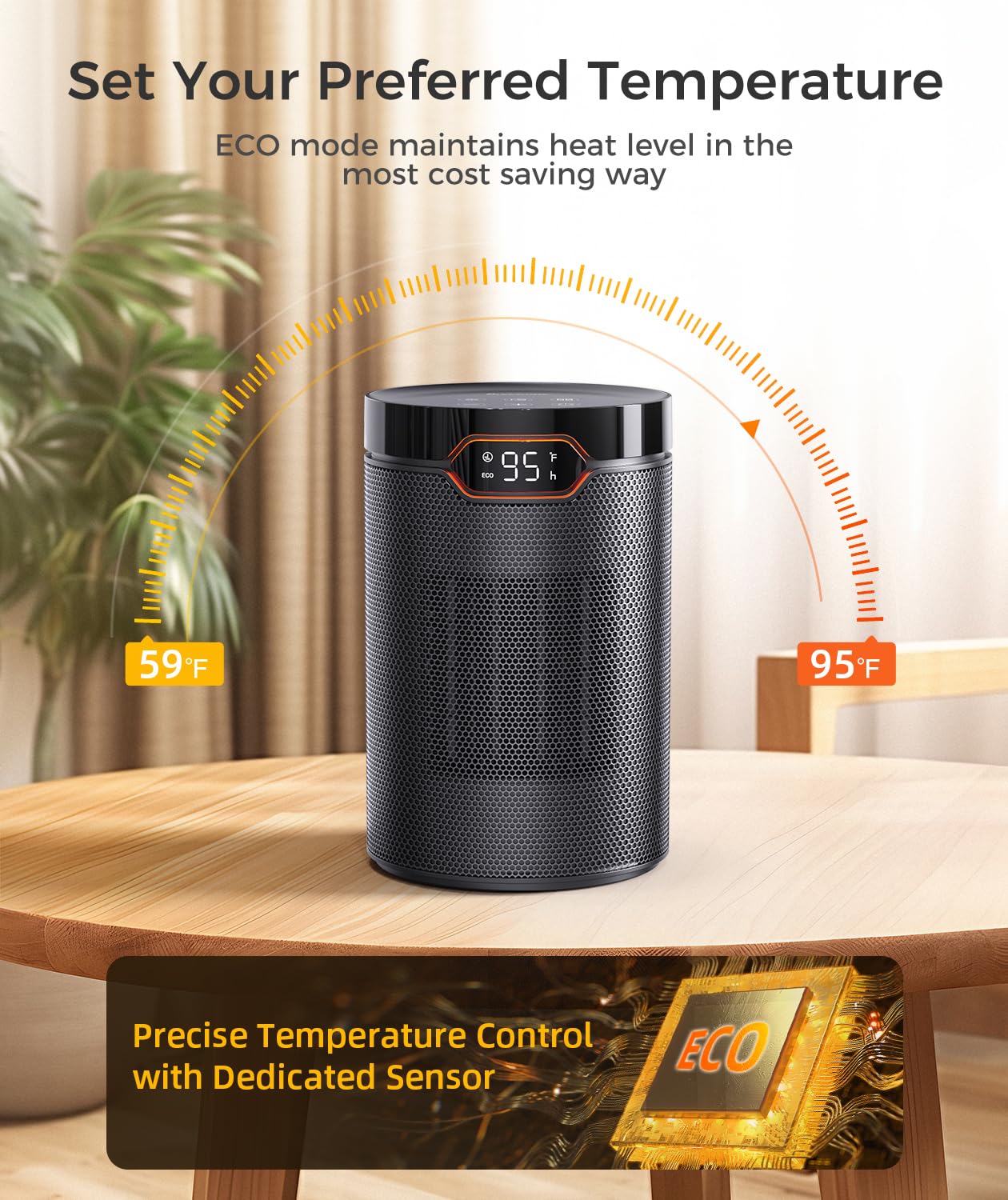 BREEZOME space heater quiet operation minimizes distractions during sleep or study