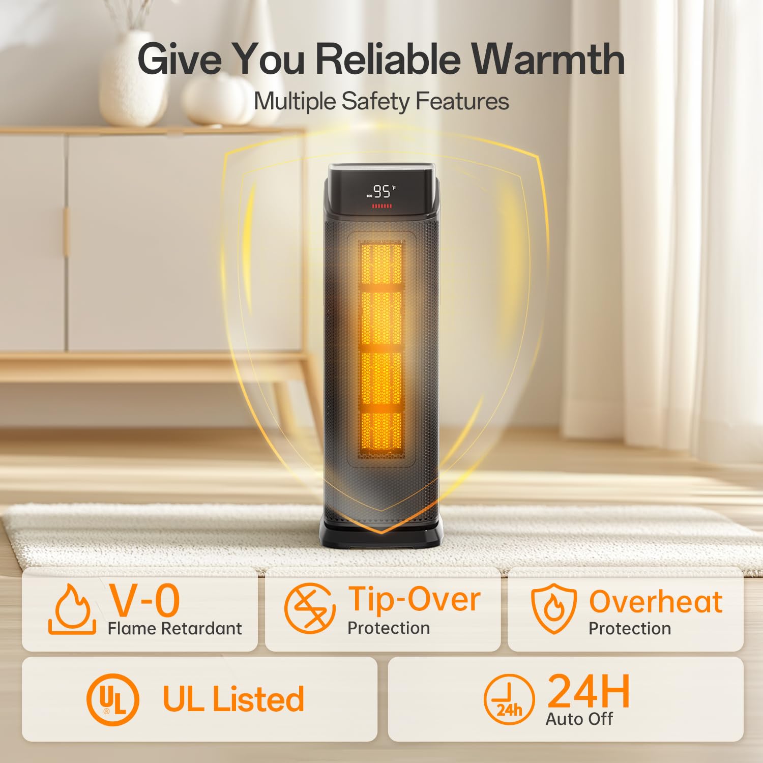 BREEZOME space heater quiet operation keeps nights peaceful.
