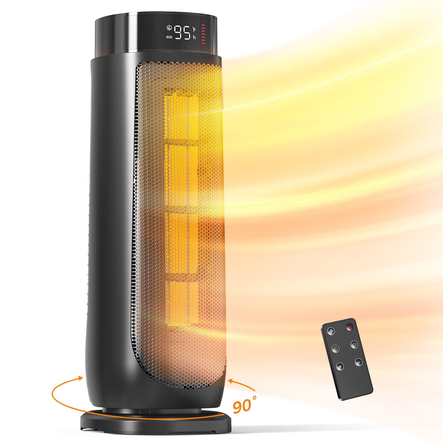 BREEZOME breezome-space-heater remote-control enables easy temperature adjustments.