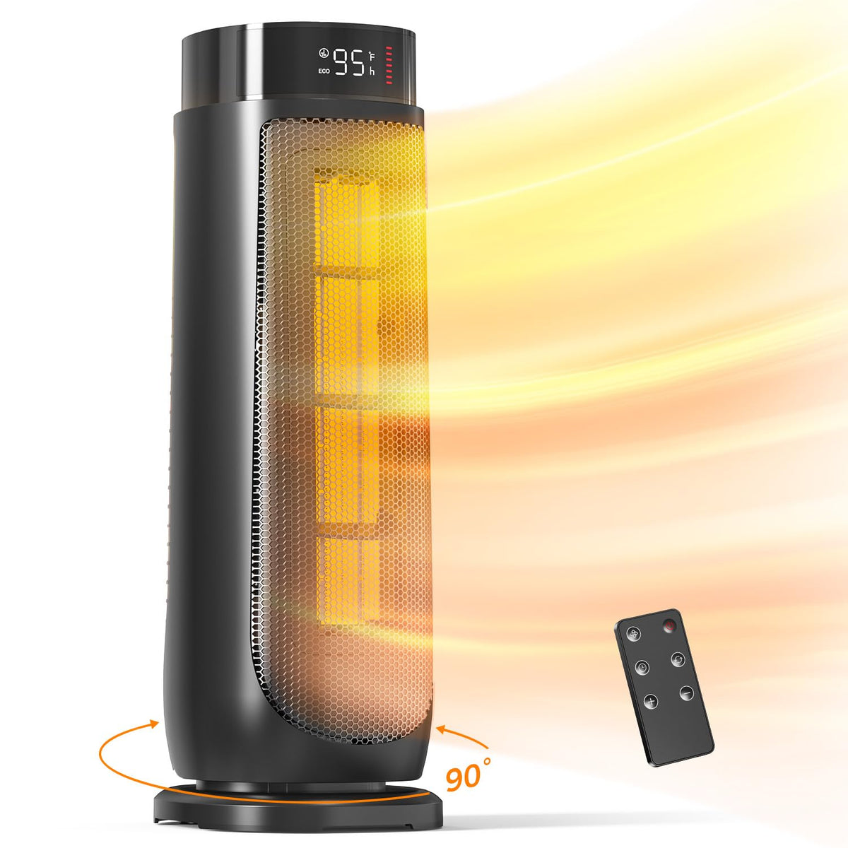 BREEZOME breezome-space-heater remote-control enables easy temperature adjustments.