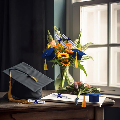 Breling cake topper grad cap: crowns desserts with graduation flair