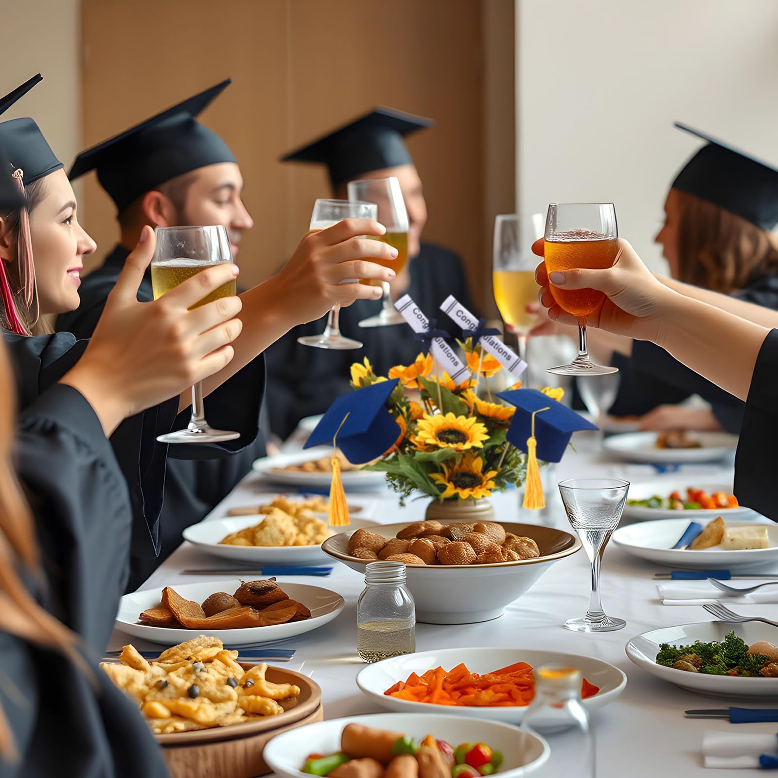 Breling flower bouquet toppers blue gold: enhance arrangements with graduation theme