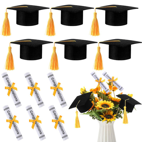 Breling graduation cap with tassel adds centerpiece charm.