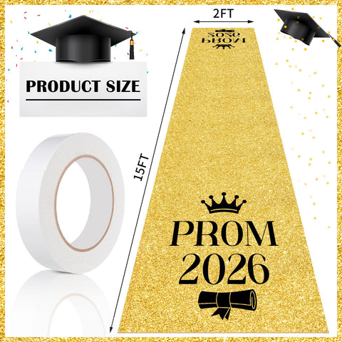 Breling Prom 2026 gold carpet creates a stylish stage backdrop for photos.