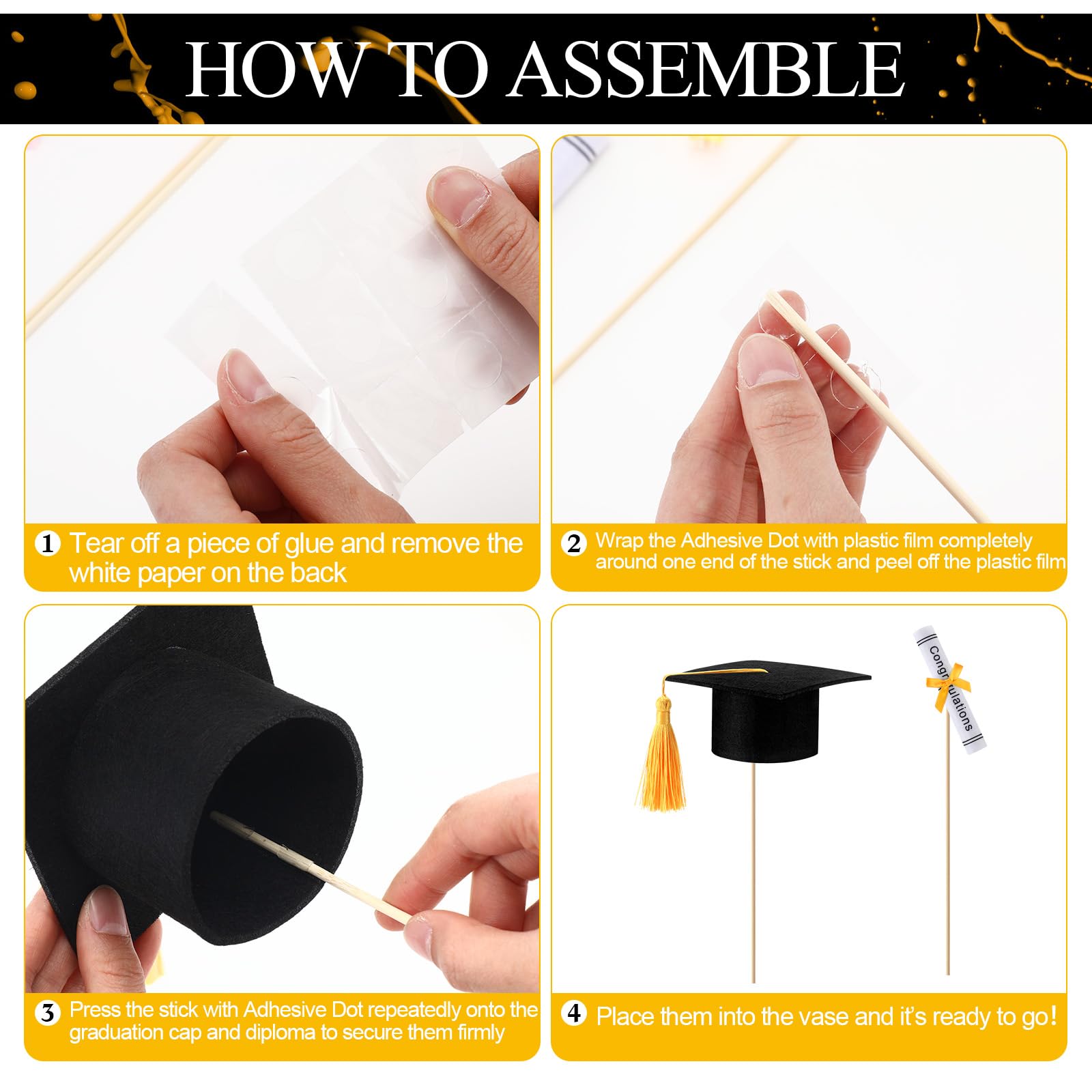 Breling wooden stick supports crisp graduation toppers.