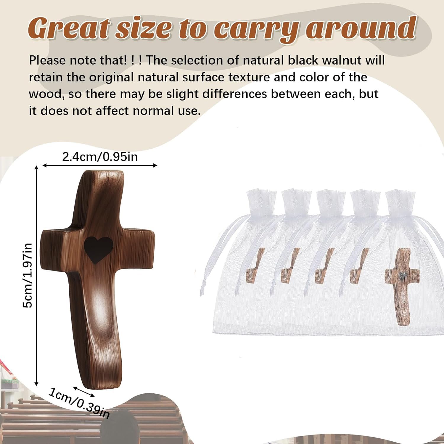 Brevynx pocket cross in organza bag, ready for gifting