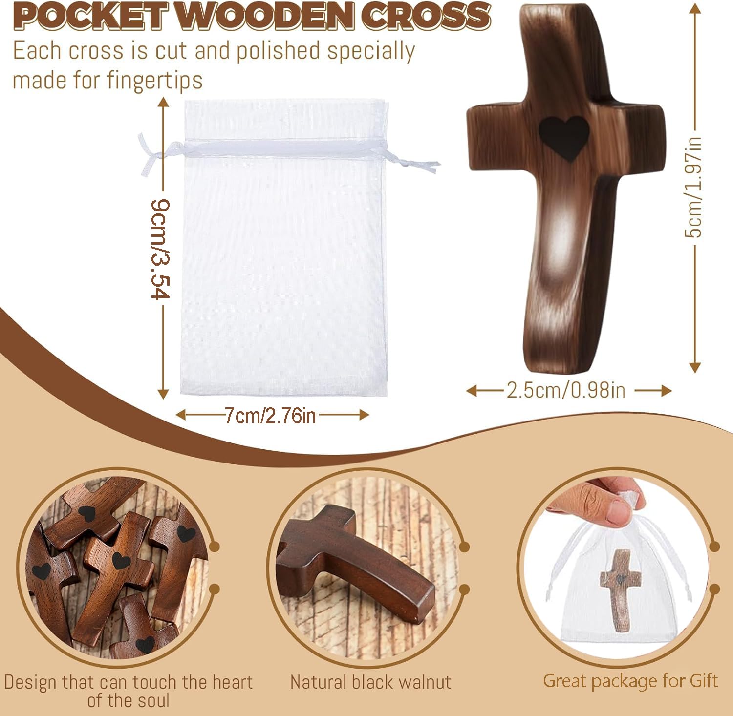 Brevynx organza bags packaging keeps each cross gift-ready.