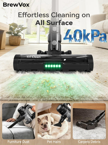 BrewVox 25W Tri-Clean brush for pet hair and dust.