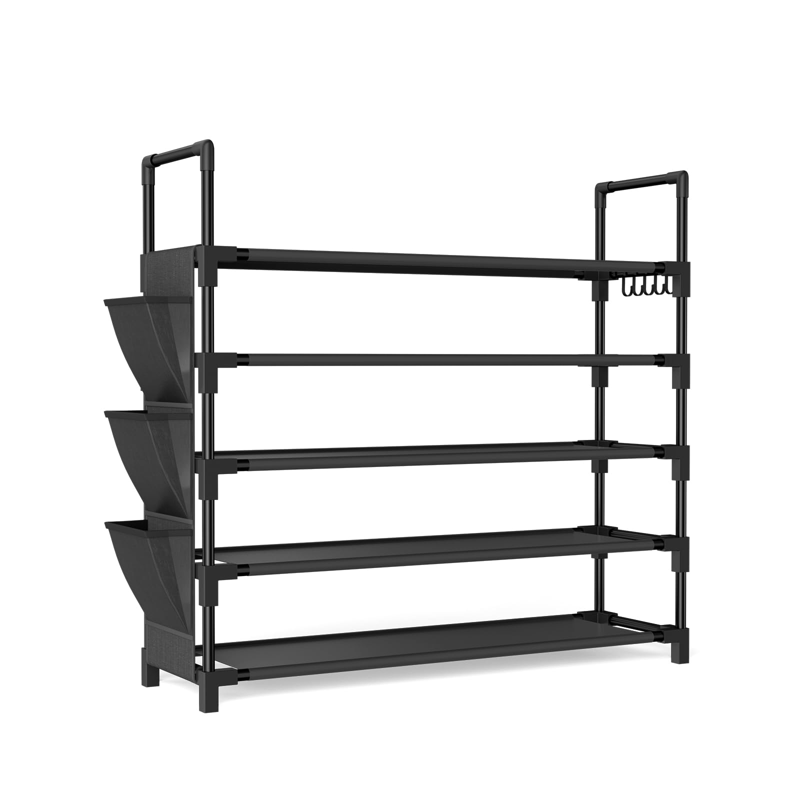BrFoYu 5-Tier Shoe Rack durable metal frame supports daily use.