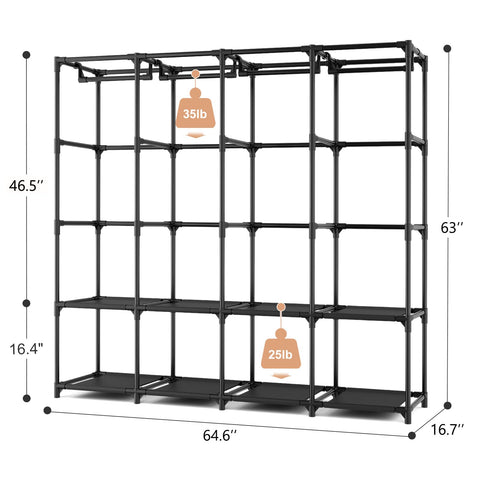 BrFoYu eight-shelves closet provides space for folded items and accessories.