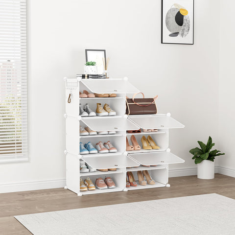 BrFoYu free-standing shoe shelf with easy assembly for quick setup.