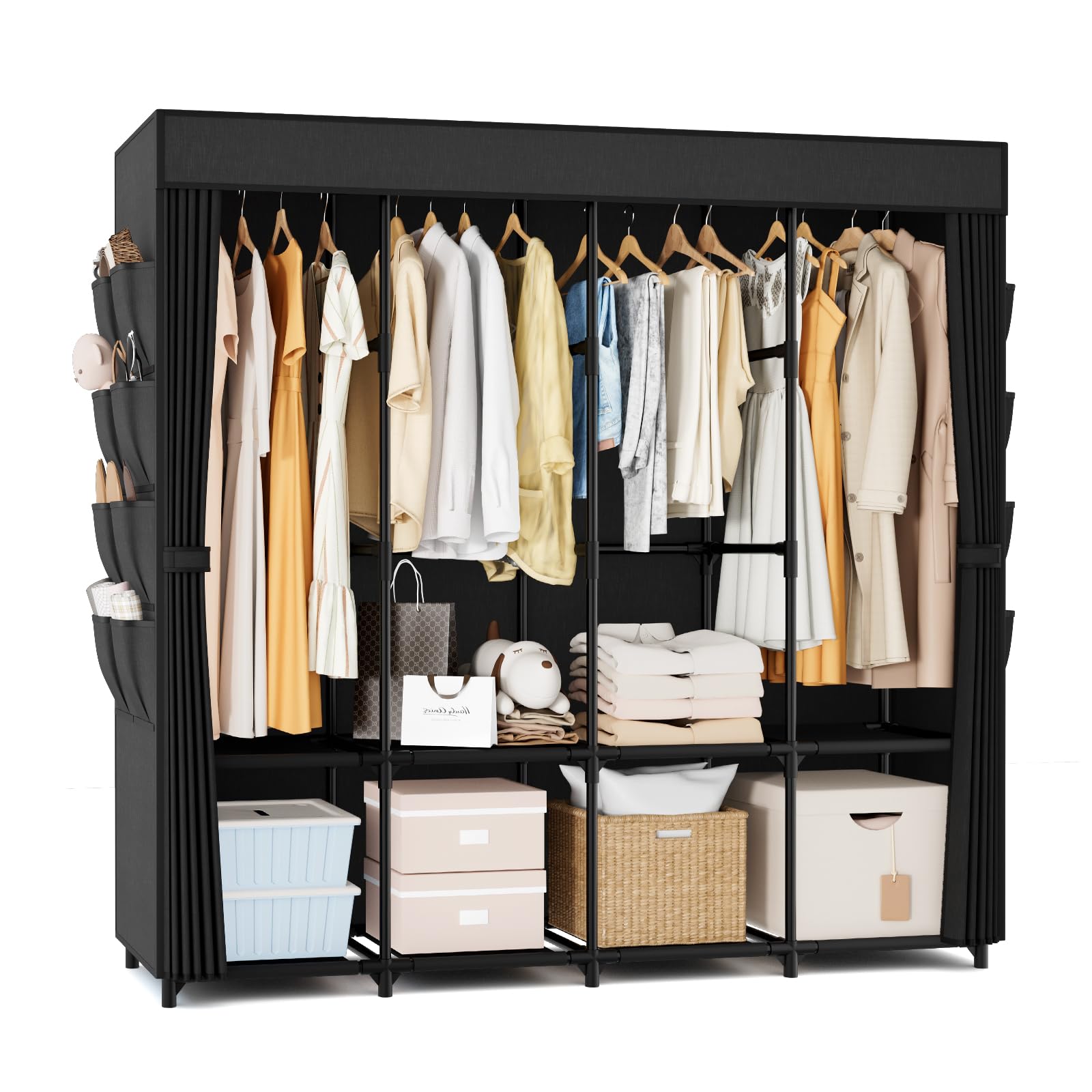 BrFoYu portable closet cover shields clothes from dust for long-term storage.