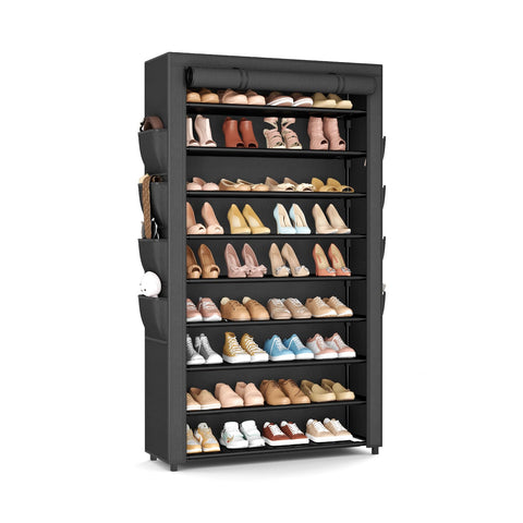 BrFoYu shoe rack cover front view highlights dust protection for organized entryway storage.