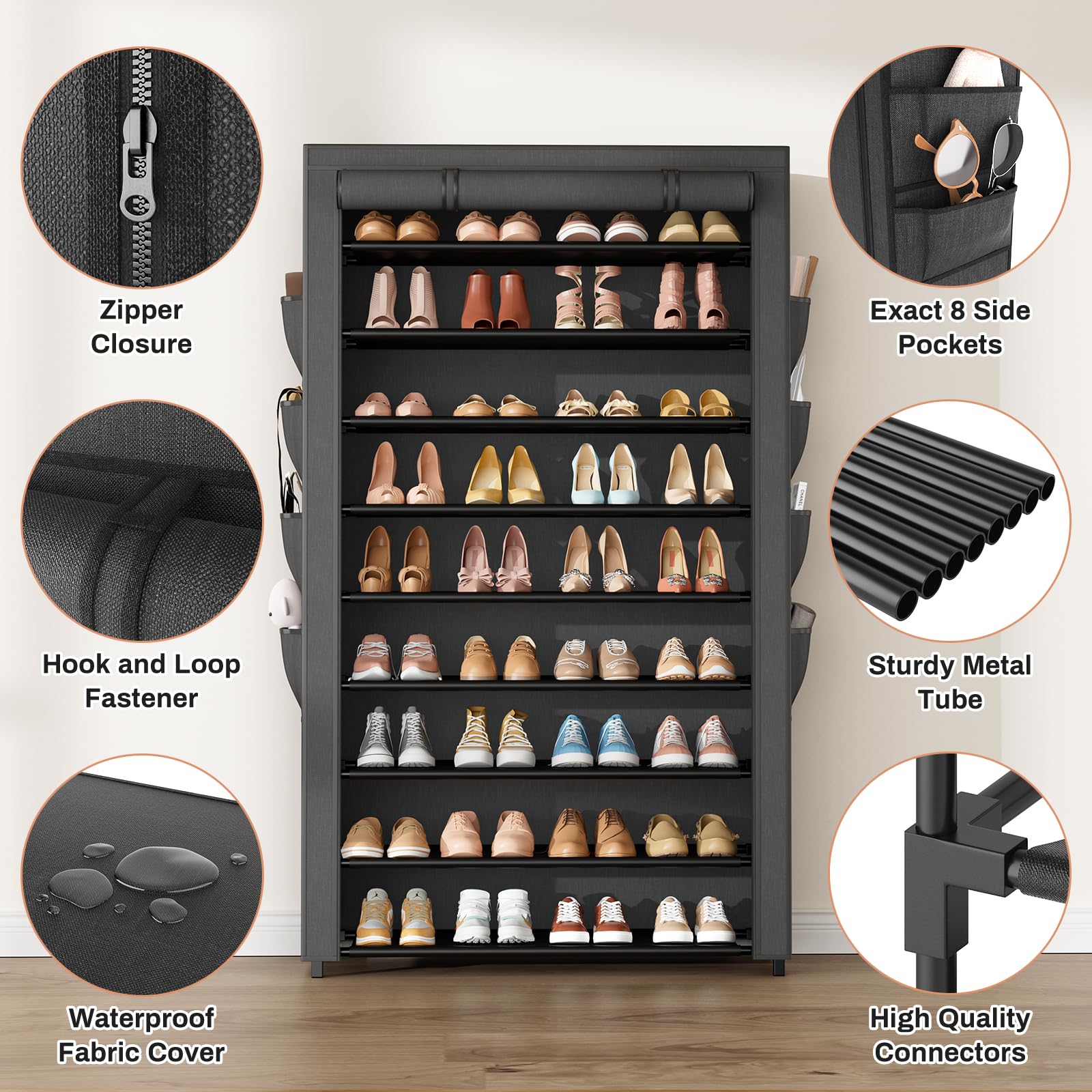 BrFoYu removable tiers adapt height for tall boots and high heels.