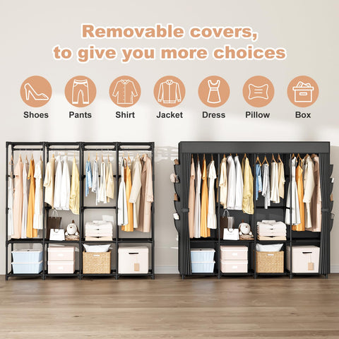 BrFoYu closet with side pockets keeps small items within easy reach.