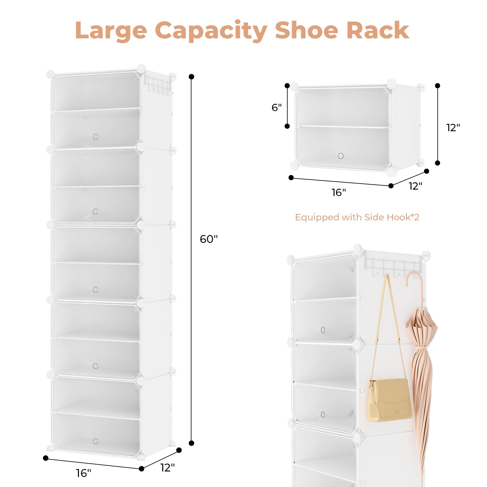 BrFoYu vertical rack with adjustable sections for flexible space.