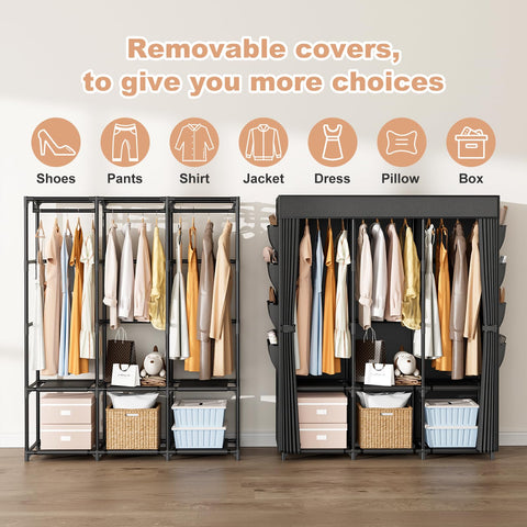 BrFoYu Wardrobe Closet easy assembly demonstrates tool-free setup via clear instructions.