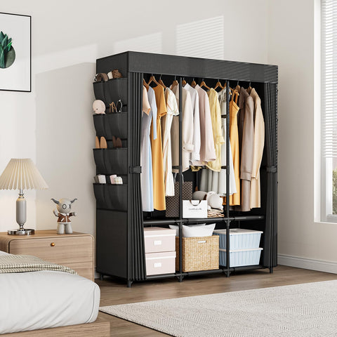 BrFoYu Wardrobe Closet premium metal tubing conveys durability and solid load support.