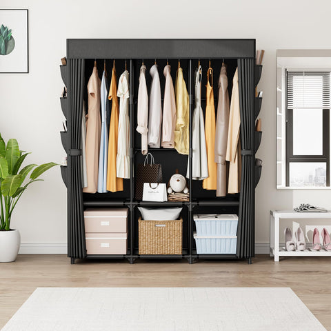 BrFoYu Wardrobe Closet side pocket layout highlights accessible storage for accessories.