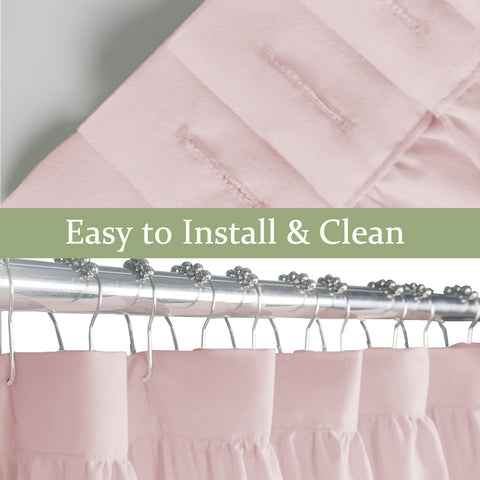BRHF Farmhouse Ruffle Shower Curtain 12-hole-installation for easy hanging