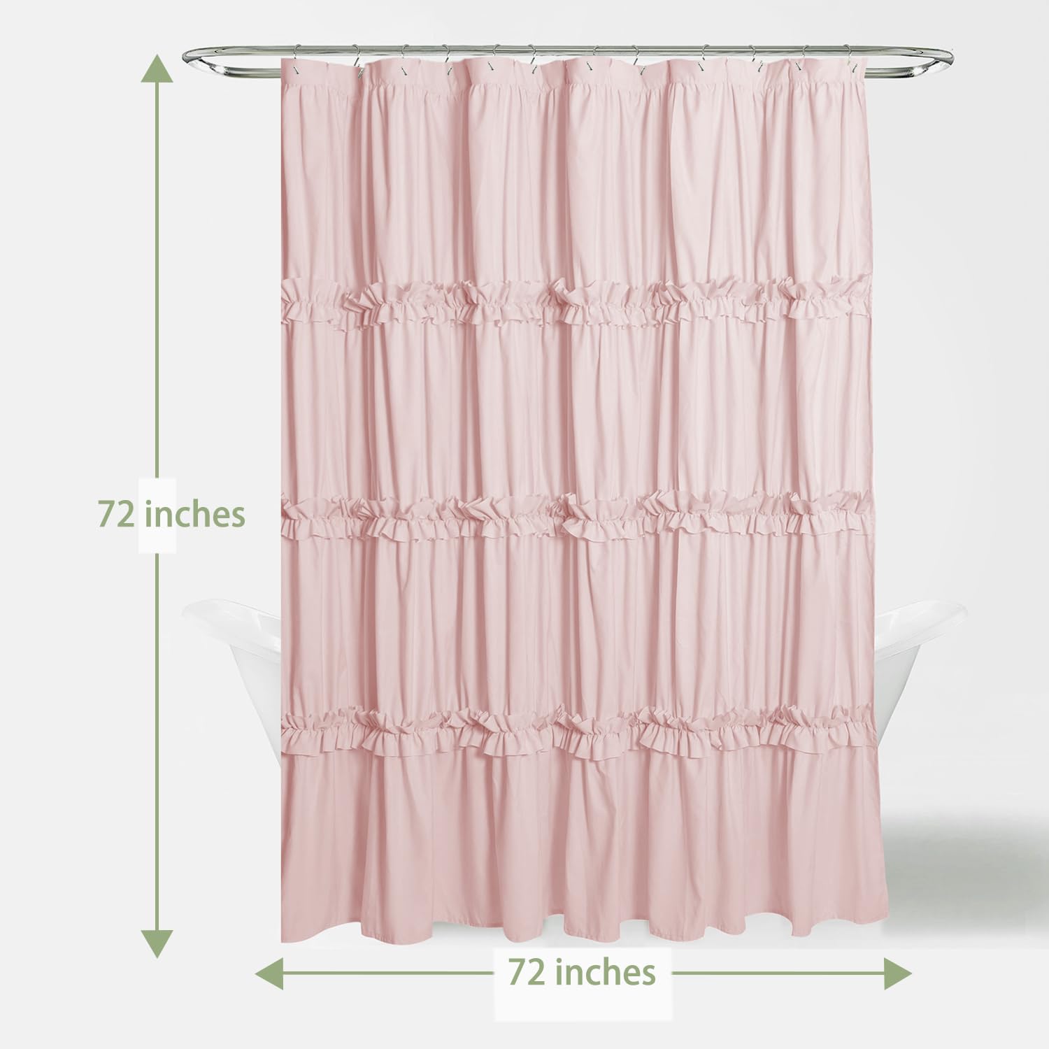 BRHF Farmhouse Ruffle Shower Curtain creates a warm bathroom ambience