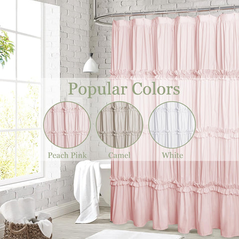 BRHF Farmhouse Ruffle Shower Curtain soft-brushed-polyester-fabric feels luxurious and drapes well