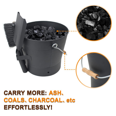 BRIAN & DANY ash bucket raised bottom protects floors during handling.