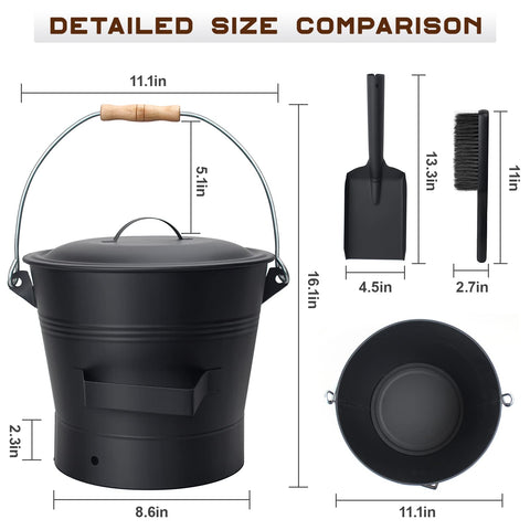 BRIAN & DANY ash bucket with shovel included for easy ash disposal after fires.
