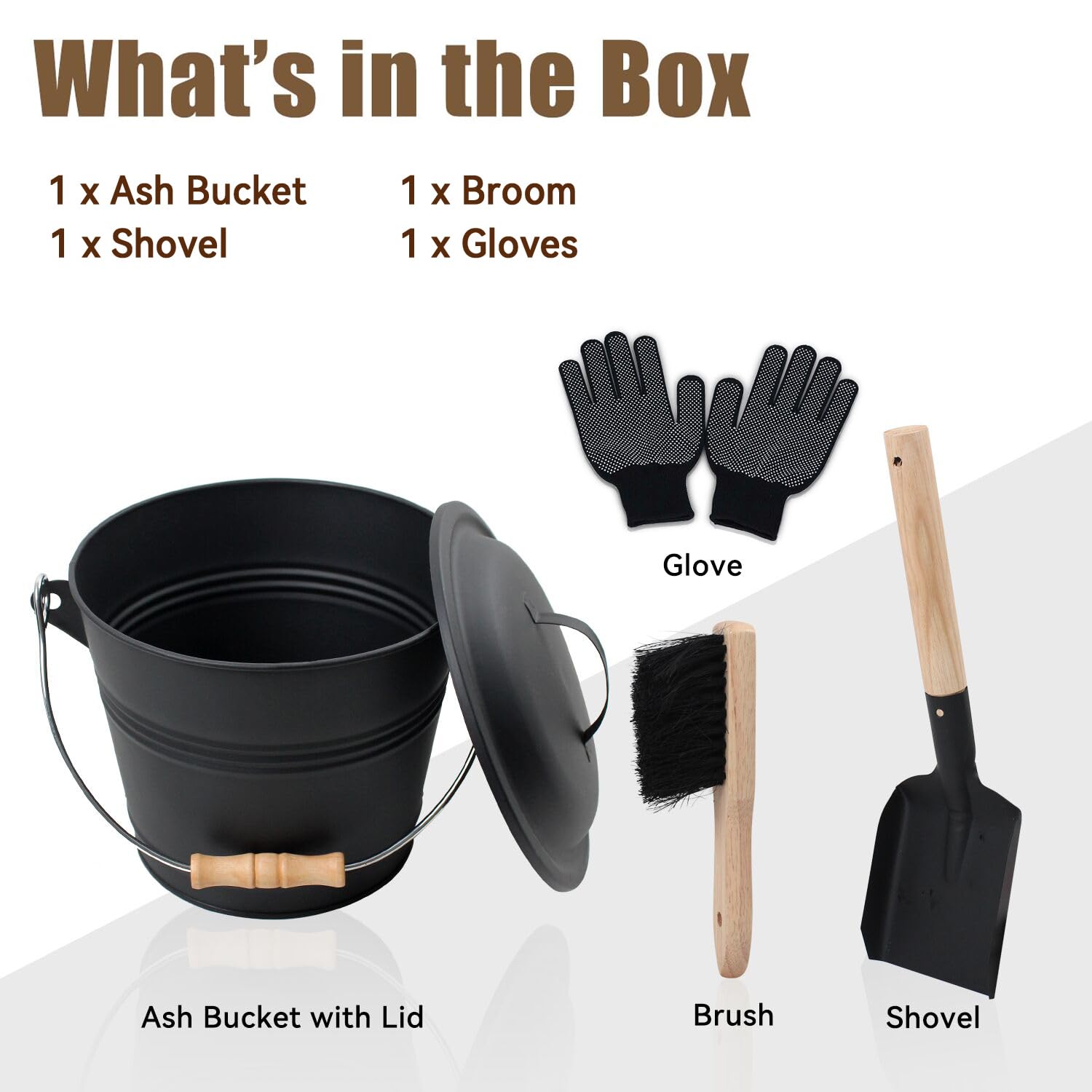 Shovel included with BRIAN AND DANY mini ash bucket for easy removal