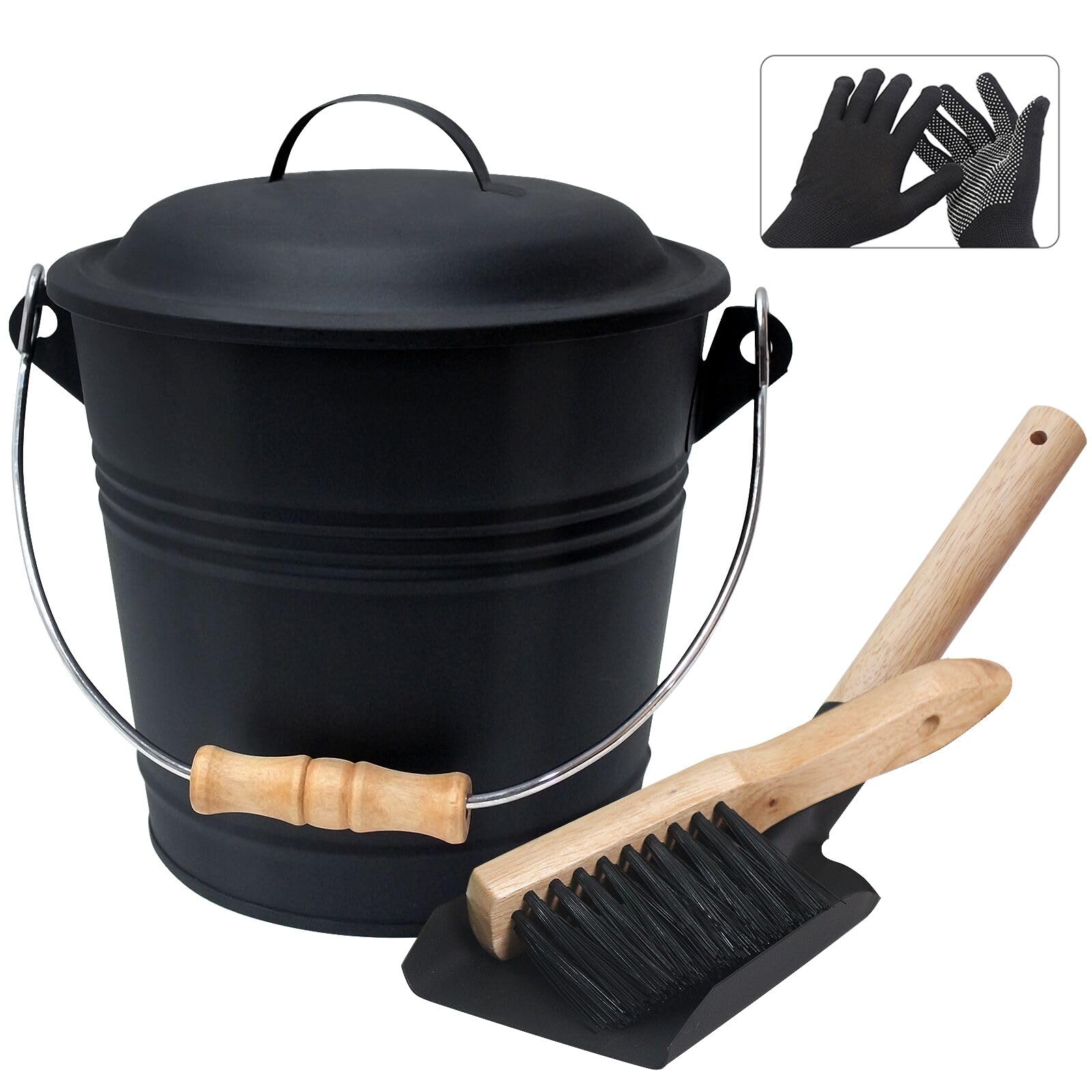 BRIAN AND DANY mini ash bucket with lid for tidy fireside cleanup