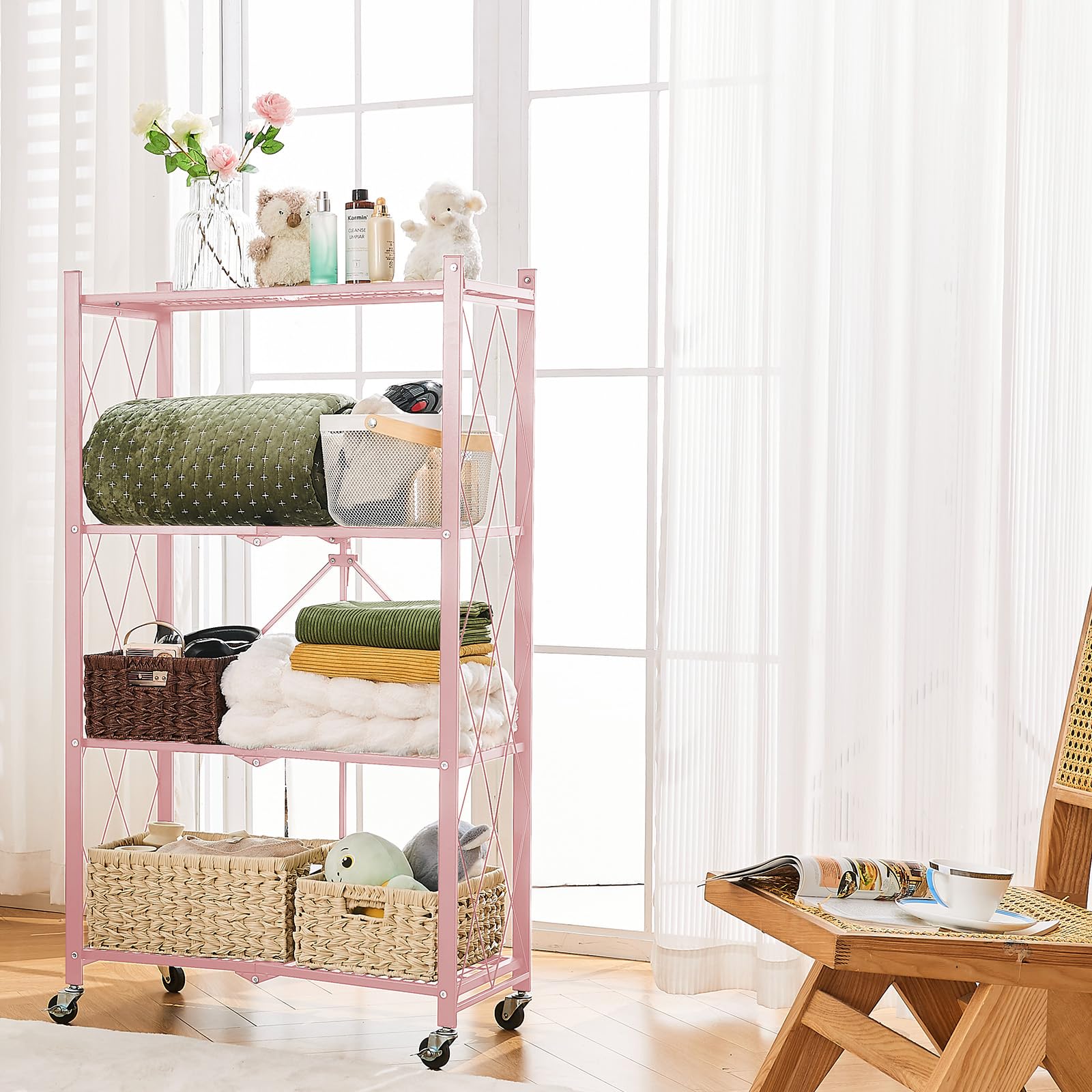 BRIAN AND DANY pink finish adds color and organization to home.