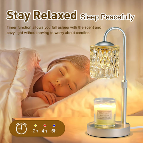 Briever candle warmer lamp metal shade and wooden base feature modern decor.