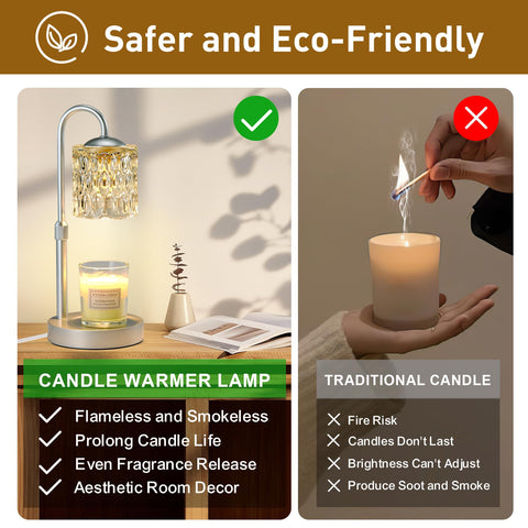 Briever candle warmer lamp height adjustment enables fits for various candle sizes.
