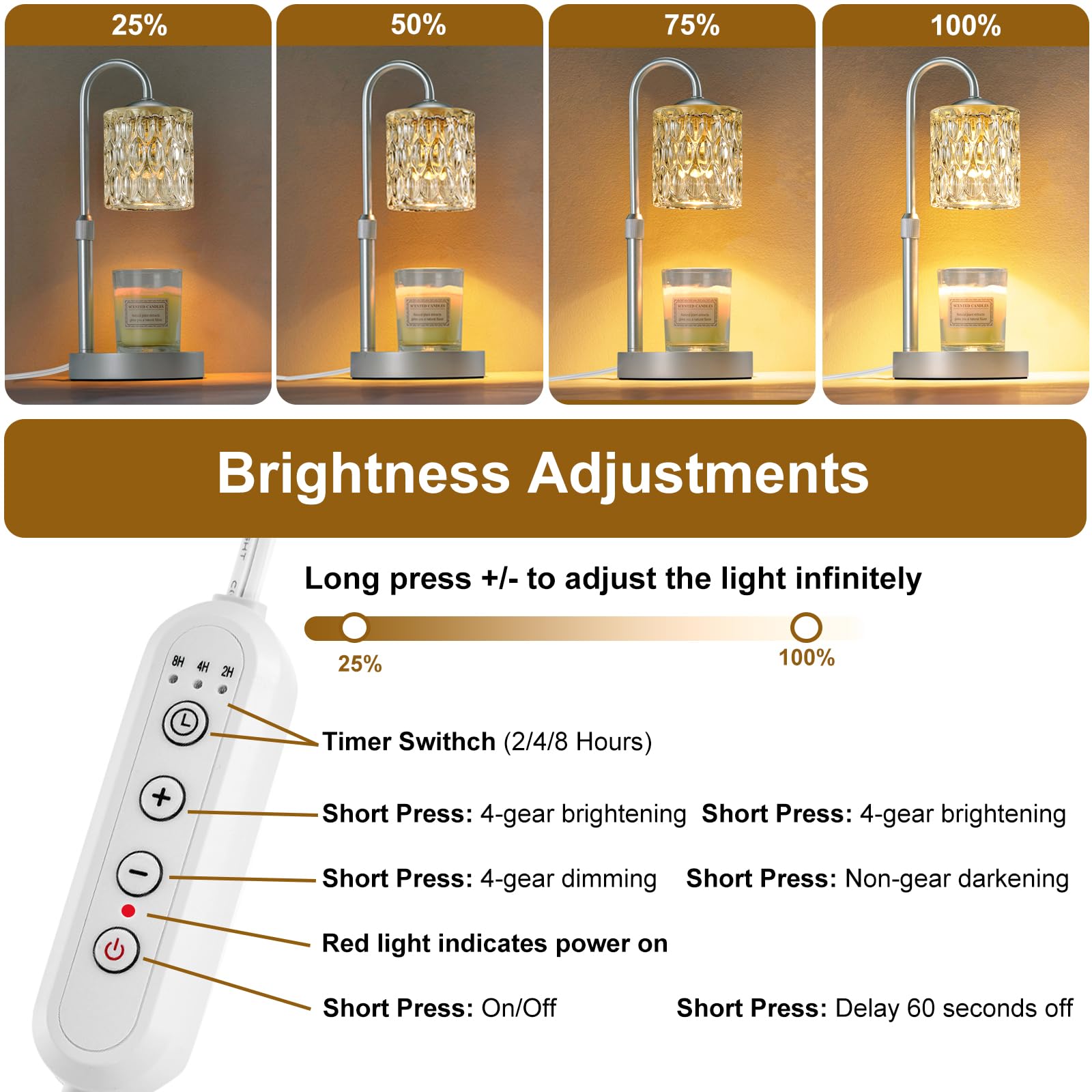 Briever candle warmer lamp melts wax evenly to release fragrance.