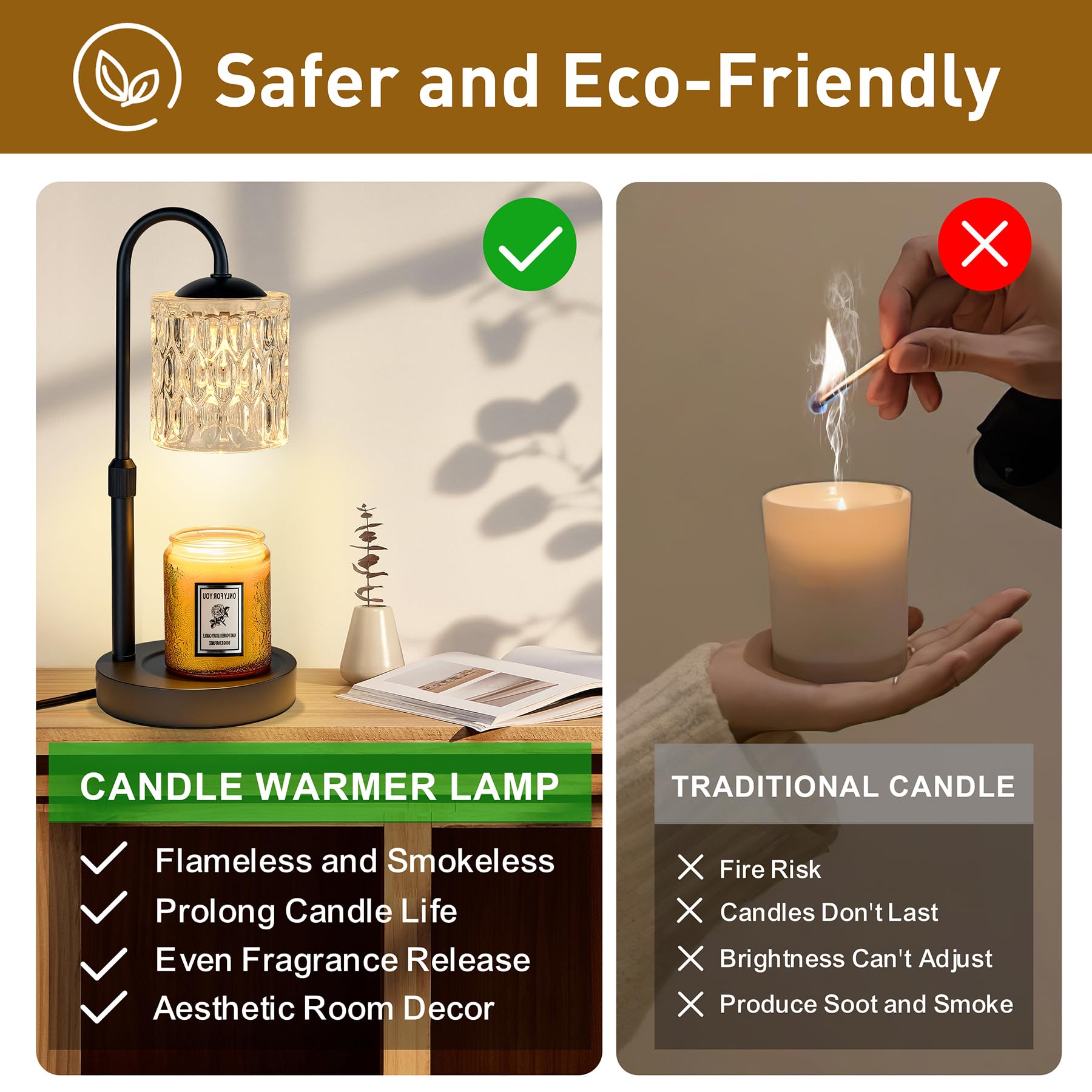 Briever candle warmer timer-settings allow safe auto-off after activities.