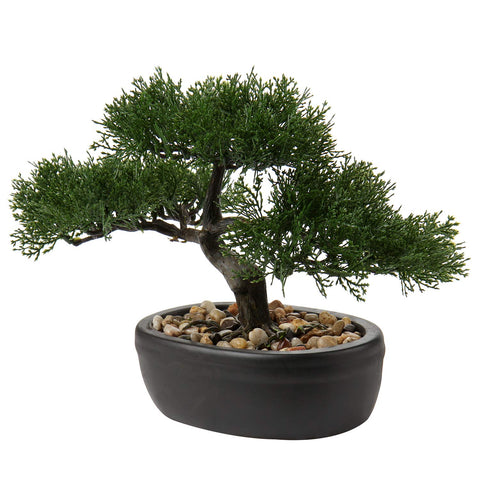 Briful artificial bonsai juniper in a ceramic pot adds low maintenance greenery to home decor.
