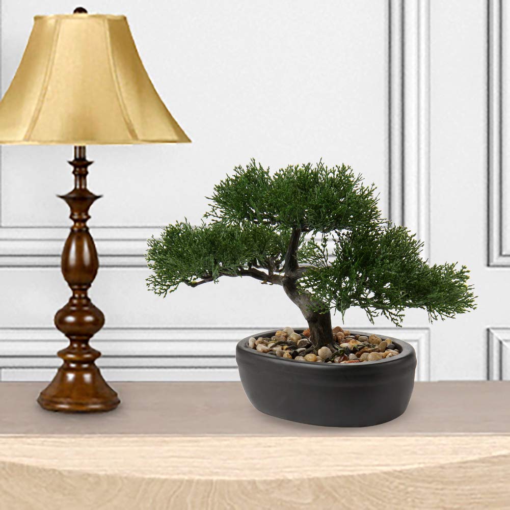 Briful juniper faux plant on a shelf brings color and harmony to interiors.
