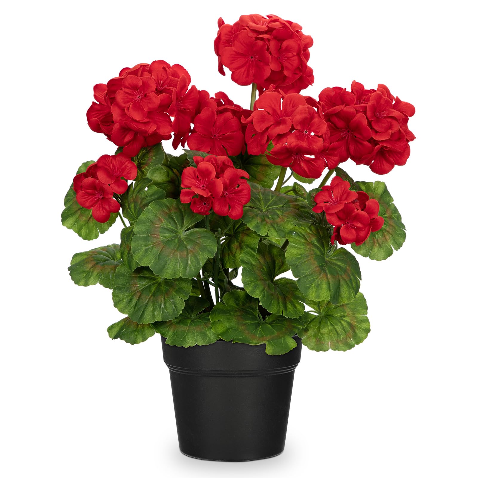 Briful artificial geranium potted plant, 16-inch height, vibrant silk petals ideal for year-round home décor.