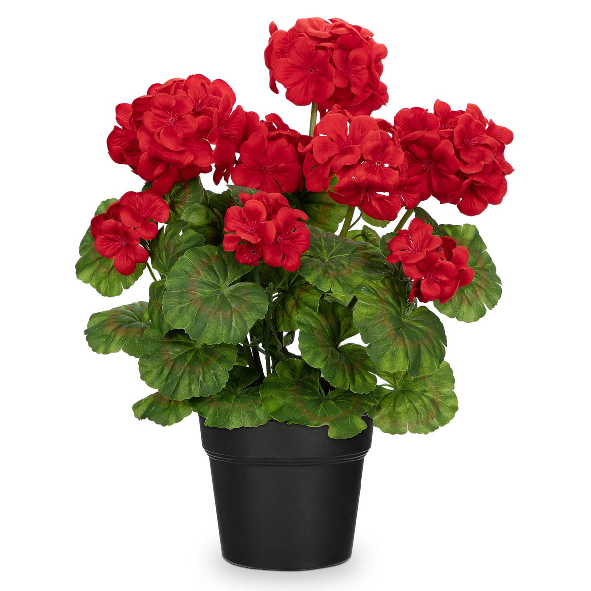 Briful artificial geranium potted plant, 16-inch height, vibrant silk petals ideal for year-round home décor.