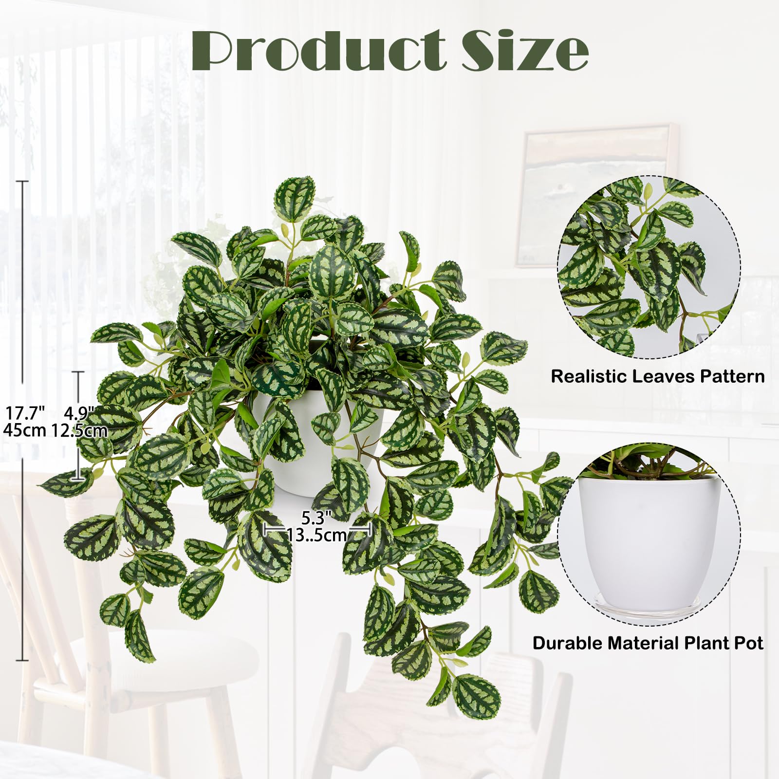 Briful artificial plant close-up shows variegated green tones for natural-looking decor.