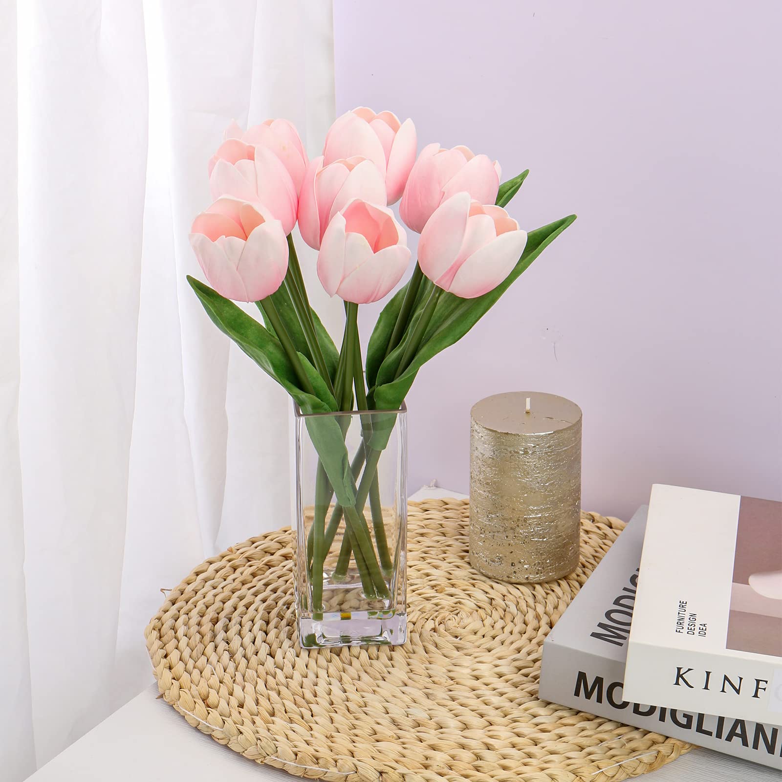 Briful tulips suit dining rooms or office desks for quick, elegant decor