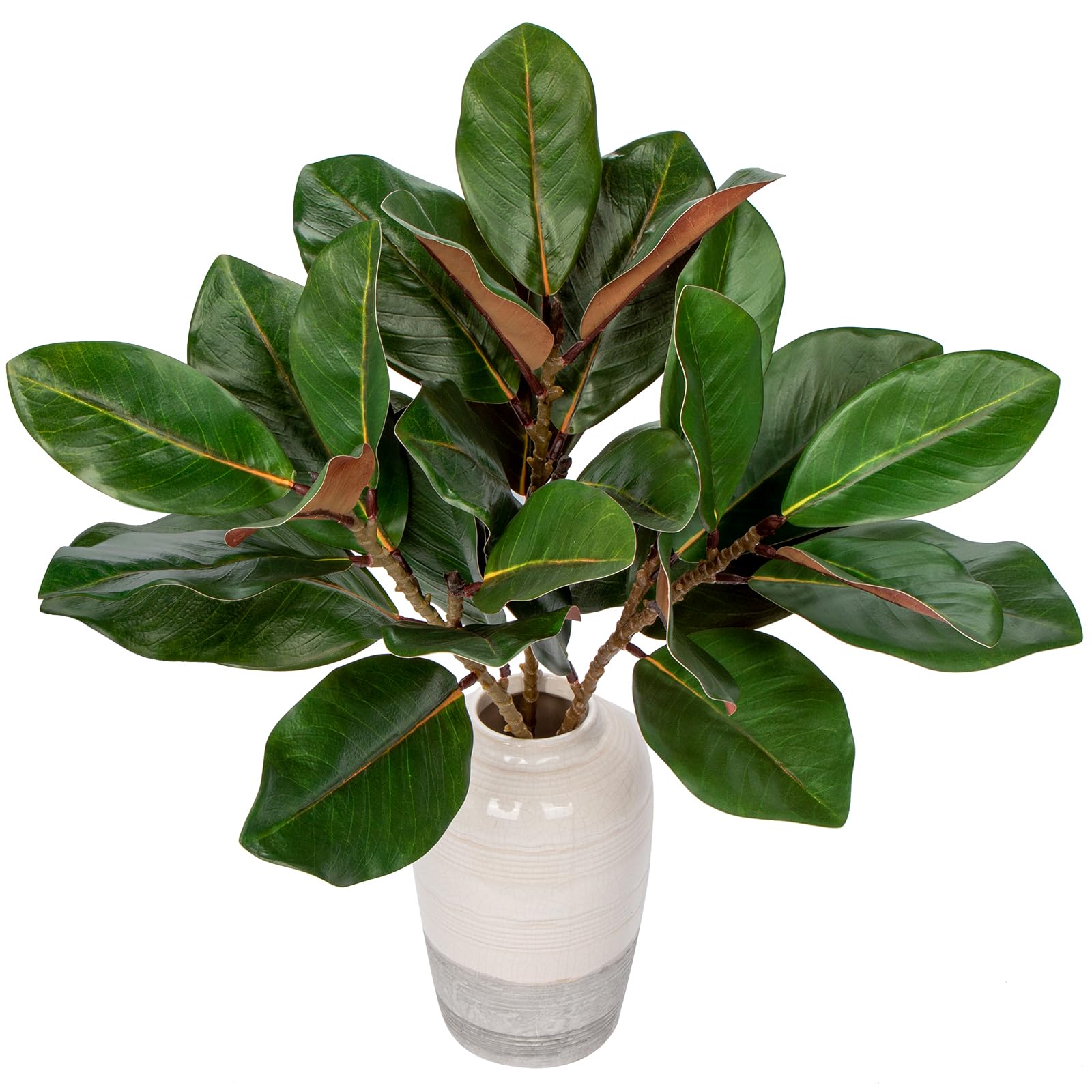 Briful faux magnolia branch 22 inches used as a centerpiece for elegant tables.