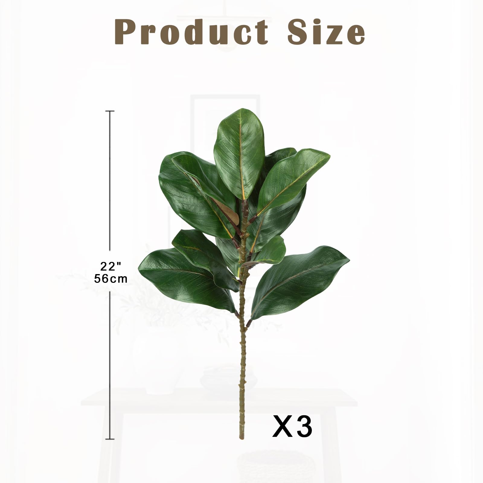Briful magnolia leaf stems 3-pack with realistic details for versatile displays.