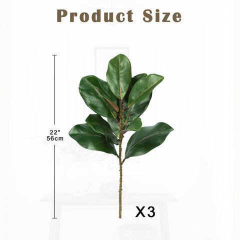 Briful magnolia leaf stems 3-pack with realistic details for versatile displays.