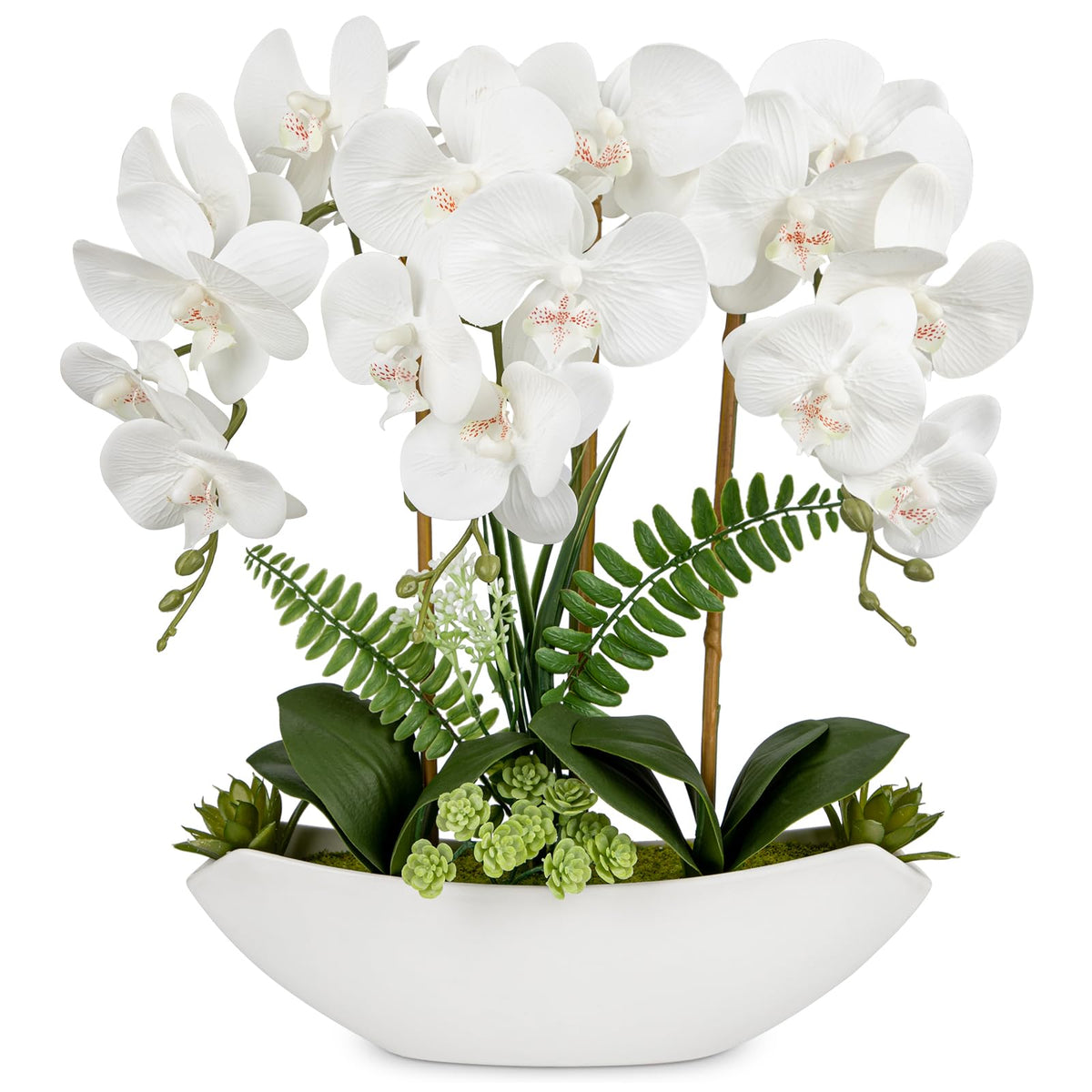 Briful 18in white silk orchid centerpiece for stylish spaces.