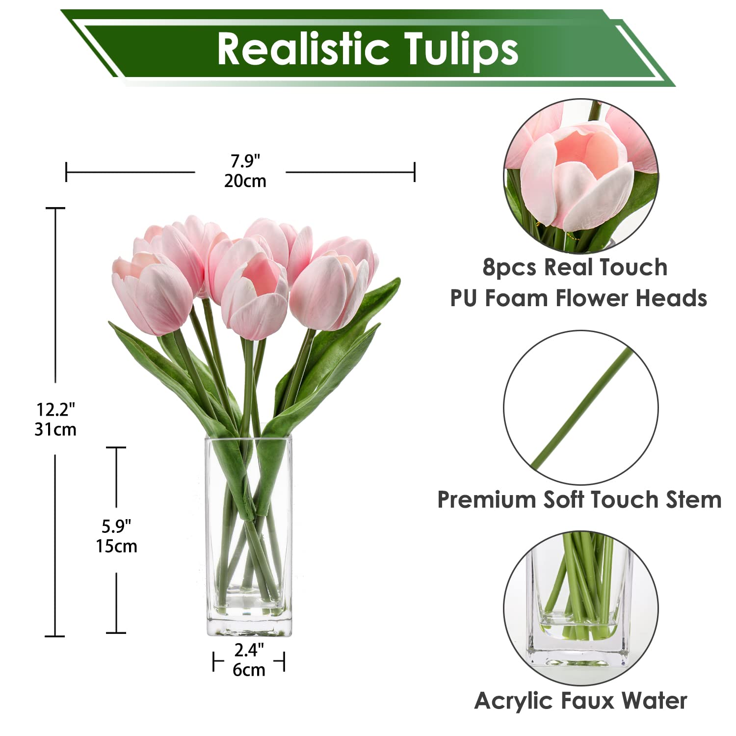 Briful real touch foam tulips offer lifelike petals for lasting floral accents