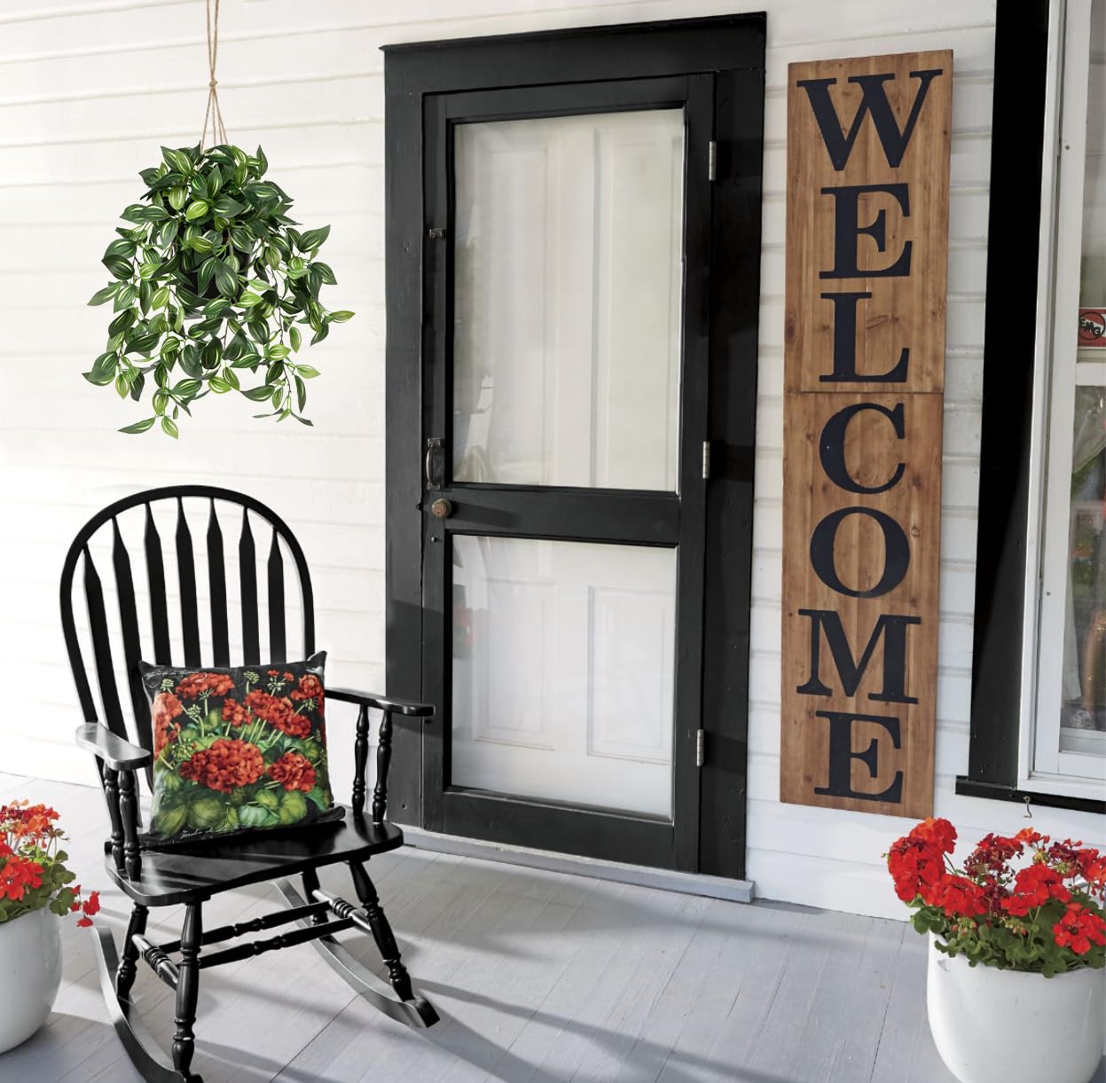 Briful table top greenery display adds natural charm without watering requirements.